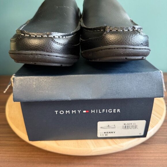 Tommy Hilfiger Mens Loafers 13W Black Leather Slip-On Drivers - Picture 5 of 6
